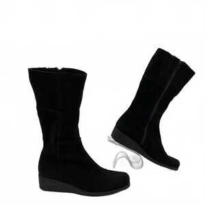 Nextday Black Suede Wedge Boots | Women’s 9.5